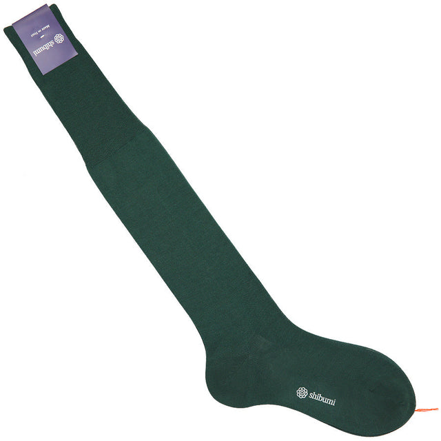 Knee Socks - Plain - Forest Green - Cotton / Silk