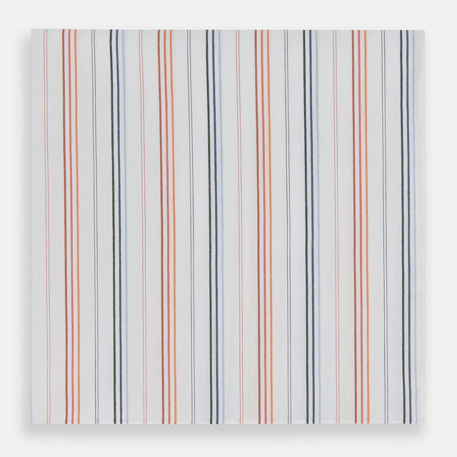 Hand Rolled Orange and Blue Multi Stripe Handkerchief
