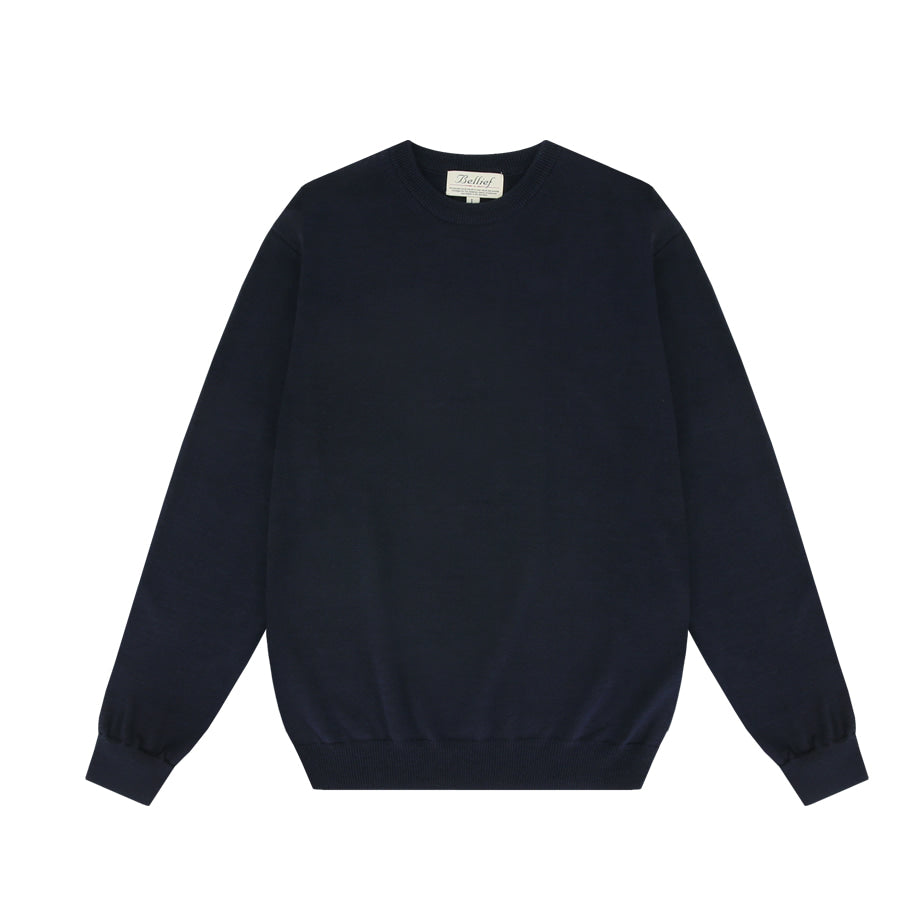 Wool soft crewneck sweater (Navy)