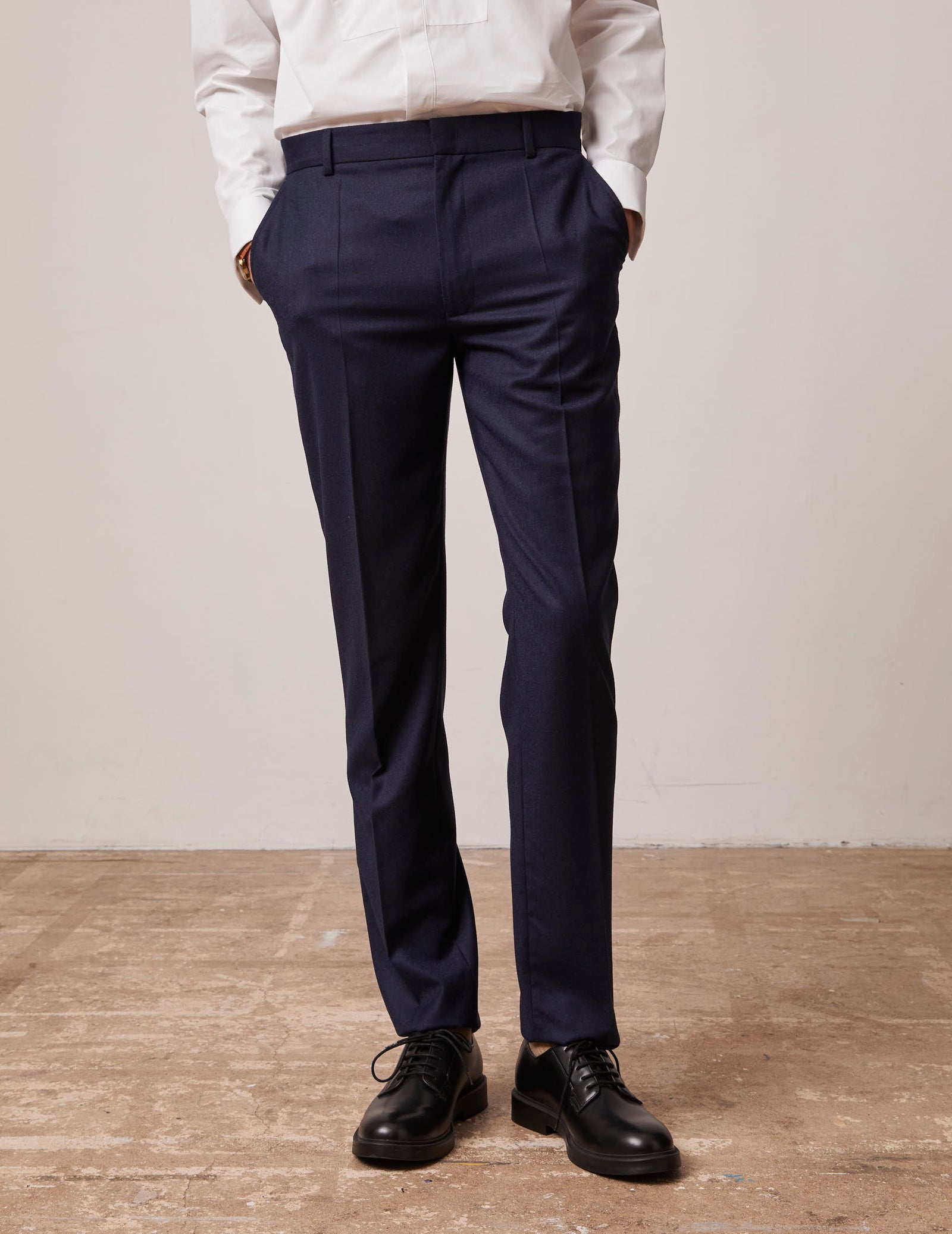 Blue Wool Canvas Tailored Greyson Pants