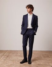 navy blue wool canvas Tailored Greyson pants