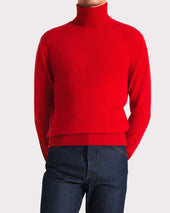PULL COL ROULÉ EN CACHEMIRE – ROUGE