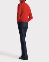Pull Col Roul En Cachemire Rouge