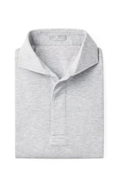 Grey Spread Collar Polo - Short Sleeve Davis Fit (Slim)