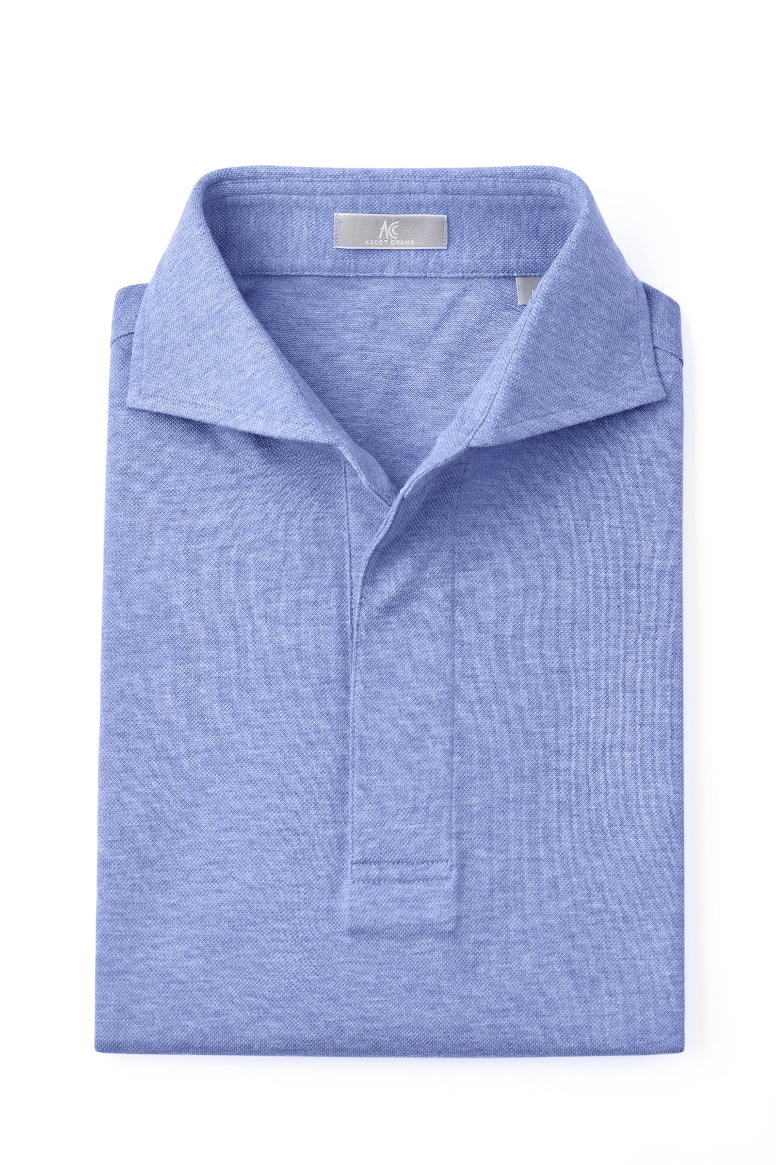 Blue Spread Collar Polo Shirt - Short Sleeve Davis Fit (Slim)