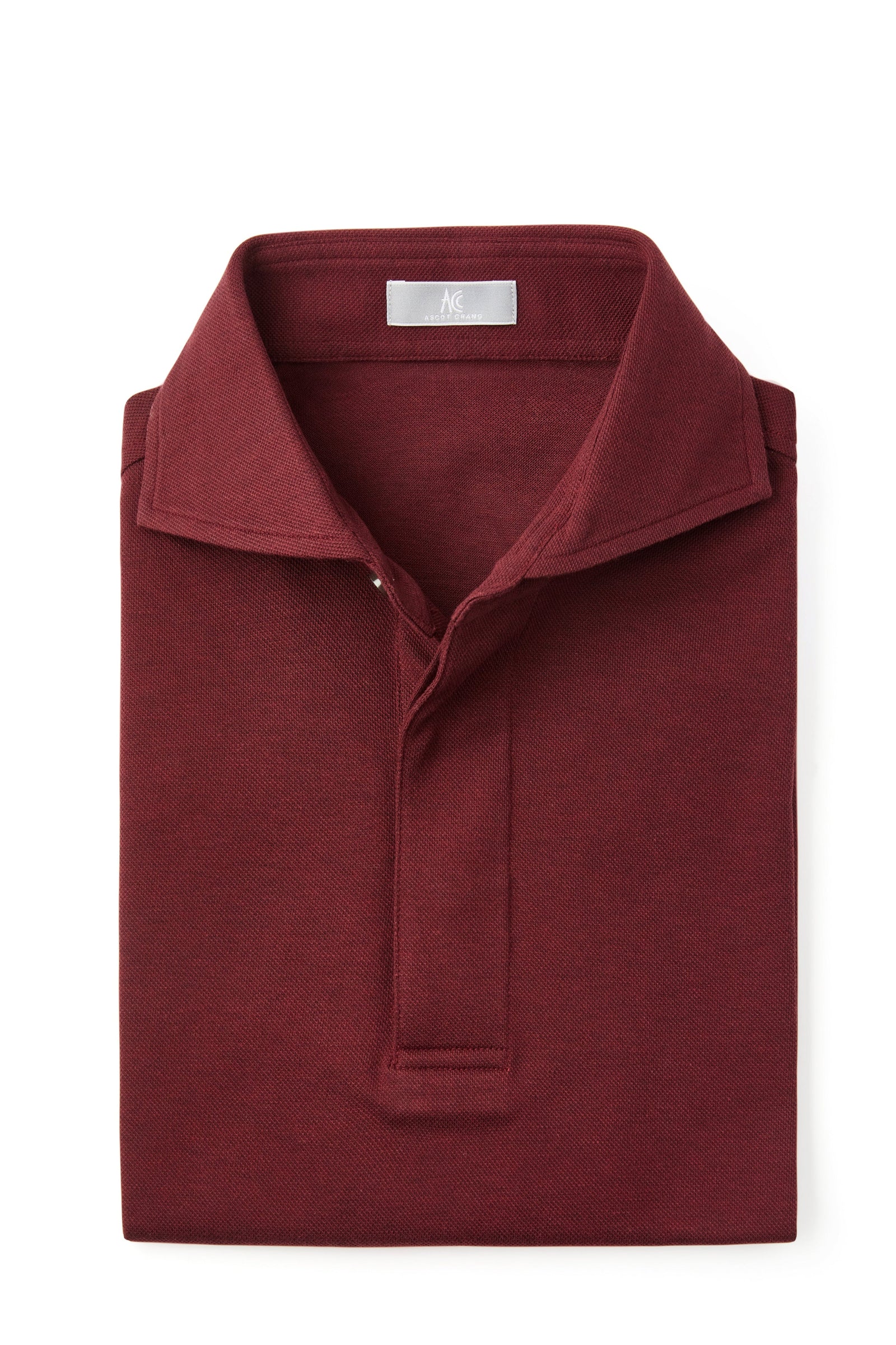 Burgundy Spread Collar Polo - Short Sleeve Davis Fit (Slim)
