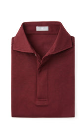Burgundy Spread Collar Polo - Short Sleeve Davis Fit (Slim)