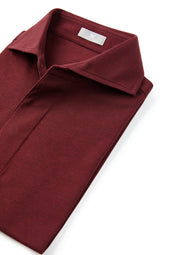 Burgundy Spread Collar Polo - Short Sleeve Davis Fit (Slim)