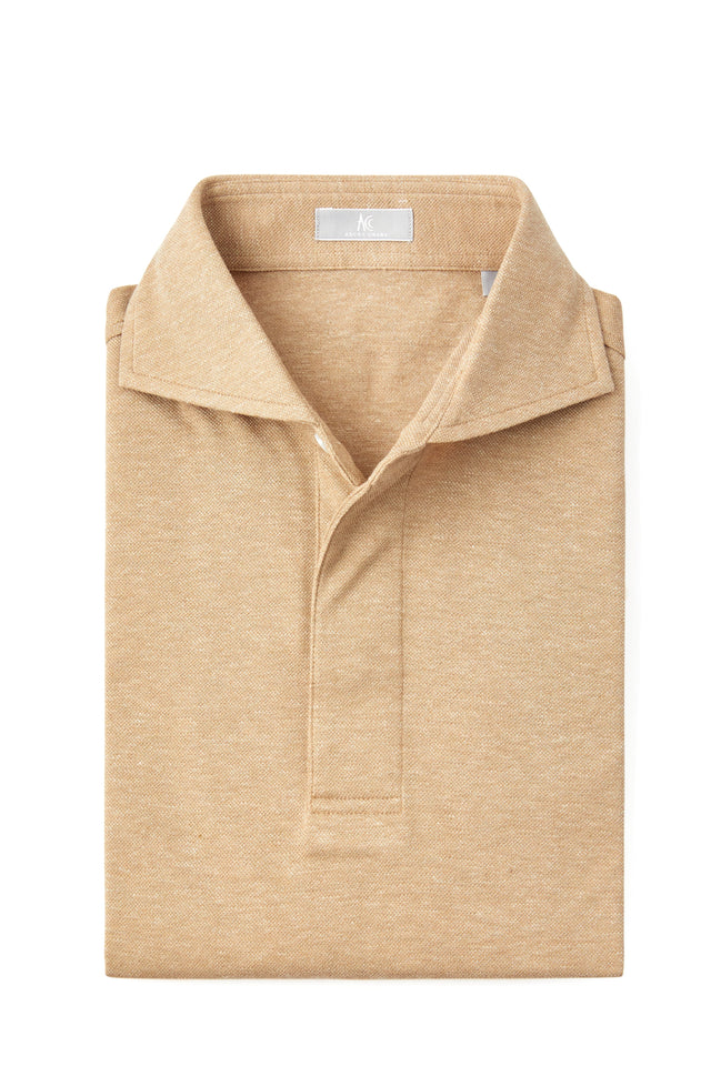 Brown Spread Collar Polo - Short Sleeve Davis Fit (Slim)