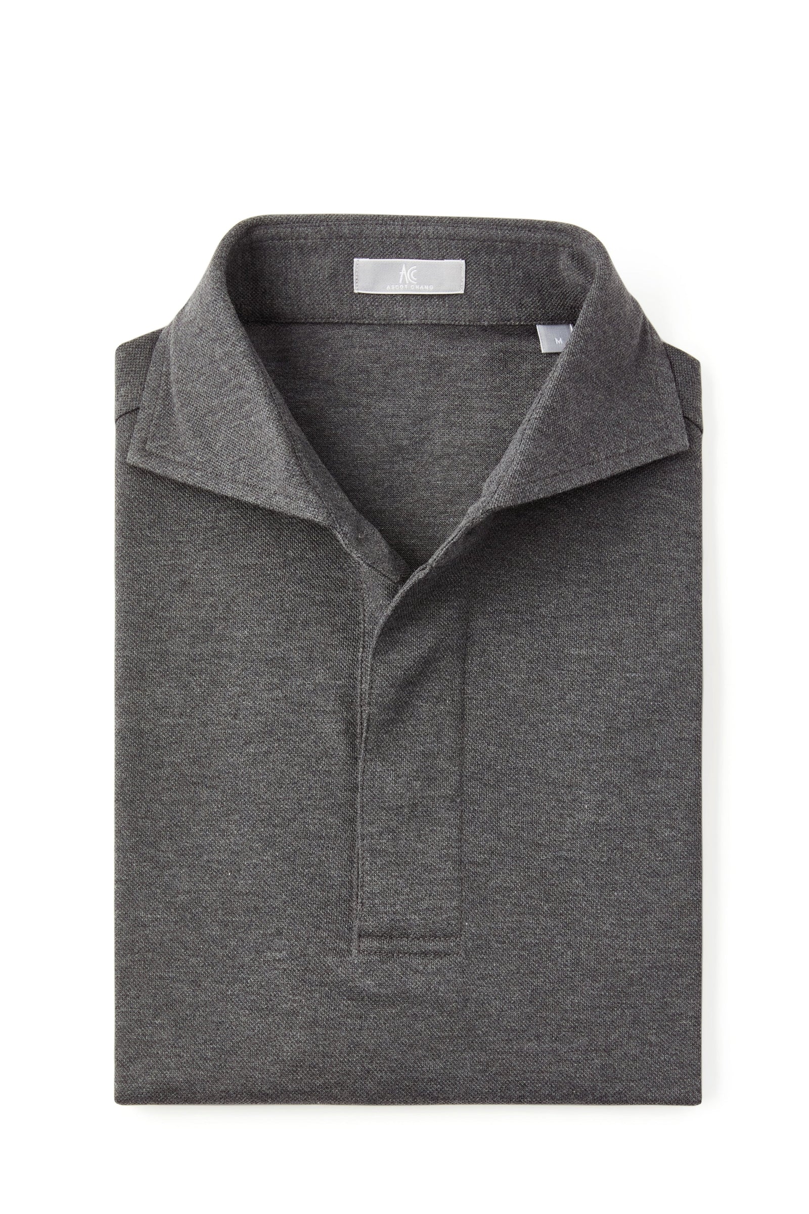 Dark Grey Spread Collar Polo - Short Sleeve Davis Fit (Slim)