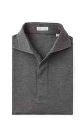 Dark Grey Spread Collar Polo - Short Sleeve Davis Fit (Slim)
