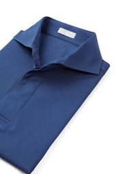 Bright Navy Spread Collar Polo Shirt - Short Sleeve Davis Fit (Slim)