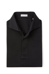 Black Spread Collar Polo - Short Sleeve Davis Fit (Slim)
