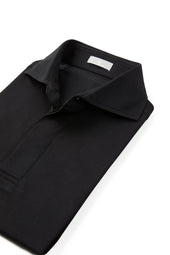 Black Spread Collar Polo - Short Sleeve Davis Fit (Slim)