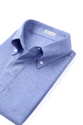 Blue Button Down Collar Polo - Short Sleeve Davis Fit (Slim)