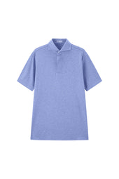 Blue Spread Collar Polo Shirt - Short Sleeve Davis Fit (Slim)