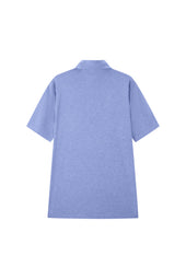 Blue Spread Collar Polo Shirt - Short Sleeve Davis Fit (Slim)