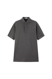 Dark Grey Spread Collar Polo - Short Sleeve Davis Fit (Slim)