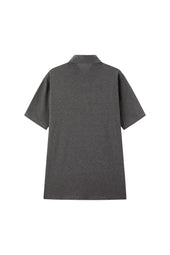 Dark Grey Spread Collar Polo - Short Sleeve Davis Fit (Slim)
