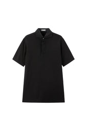 Black Spread Collar Polo - Short Sleeve Davis Fit (Slim)