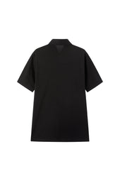 Black Spread Collar Polo - Short Sleeve Davis Fit (Slim)