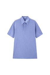 Blue Button Down Collar Polo - Short Sleeve Davis Fit (Slim)