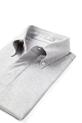 Light Grey Button Down Collar Polo - Short Sleeve Davis Fit (Slim)
