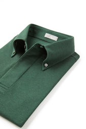 Dark Green Button Down Collar Polo - Short Sleeve Davis Fit (Slim)