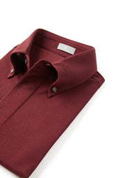 Burgundy Button Down Collar Polo - Short Sleeve Davis Fit (Slim)