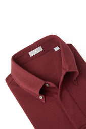 Burgundy Button Down Collar Polo - Short Sleeve Davis Fit (Slim)