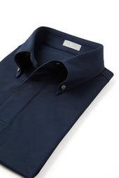 Navy Blue Button Down Collar Polo - Short Sleeve Davis Fit (Slim)