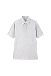 Light Grey Button Down Collar Polo - Short Sleeve Davis Fit (Slim)