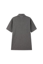 Dark Grey Button Down Collar Polo - Short Sleeve Davis Fit (Slim)