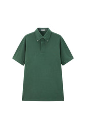 Dark Green Button Down Collar Polo - Short Sleeve Davis Fit (Slim)