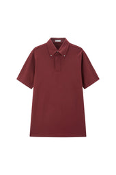 Burgundy Button Down Collar Polo - Short Sleeve Davis Fit (Slim)