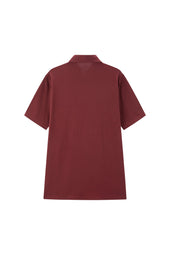 Burgundy Button Down Collar Polo - Short Sleeve Davis Fit (Slim)
