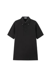 Black Button Down Collar Polo - Short Sleeve Davis Fit (Slim)