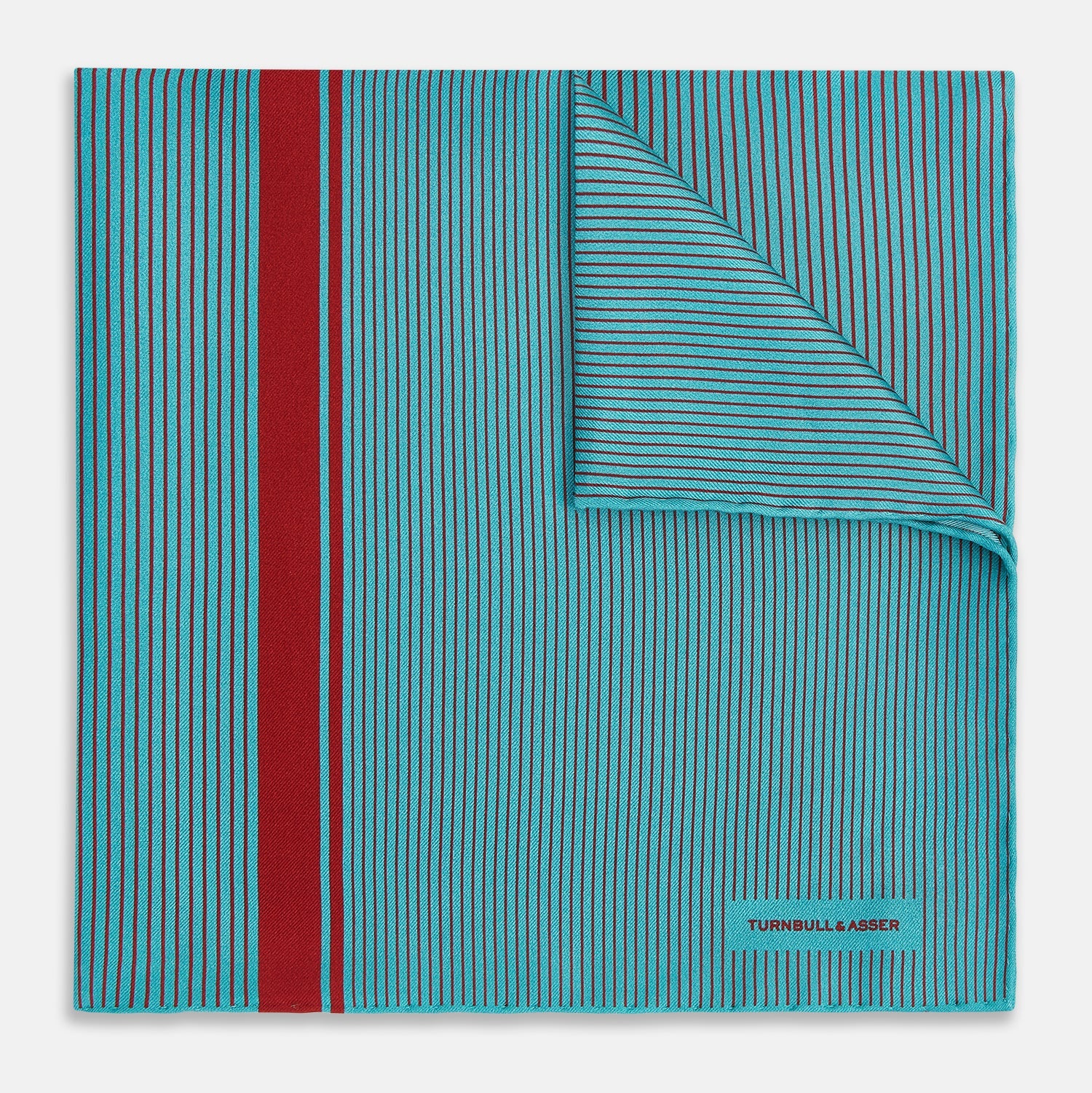 And Red Stripe Silk Pocket Square