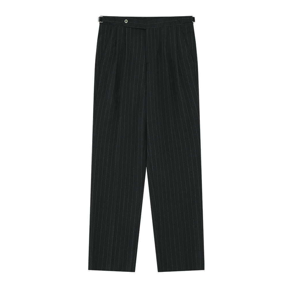 Wool Stripe 2pleats Relaxed Pants