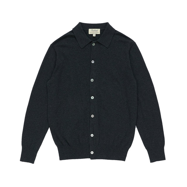 Essential Cotton Comfort Collar Cardigan (Grey)