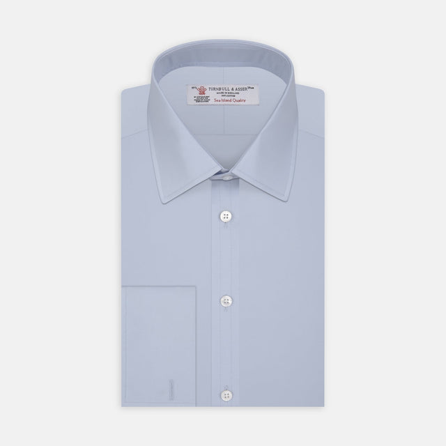 Light Blue Sea Island Quality Cotton Shirt with T&A Collar and Double Cuffs
