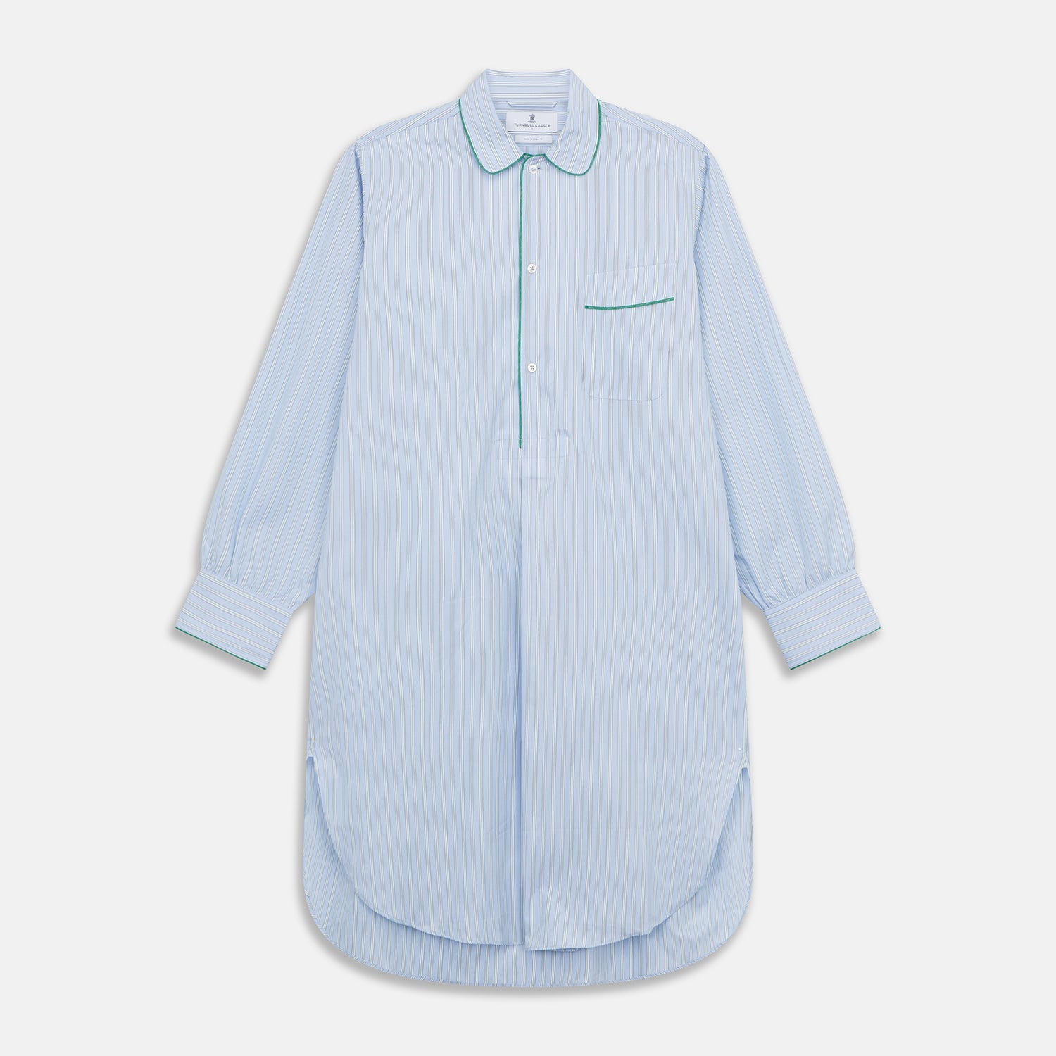 And Green Stripe Poplin Cotton Nightshirt