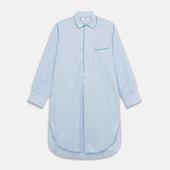 Blue and Green Stripe Poplin Cotton Nightshirt