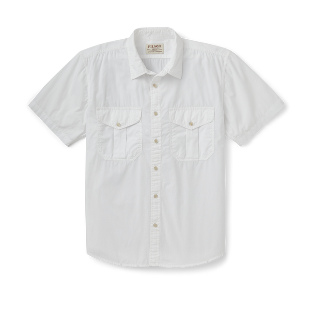 Filson's Washed Short Sleeve Feather Cloth Shirt - White