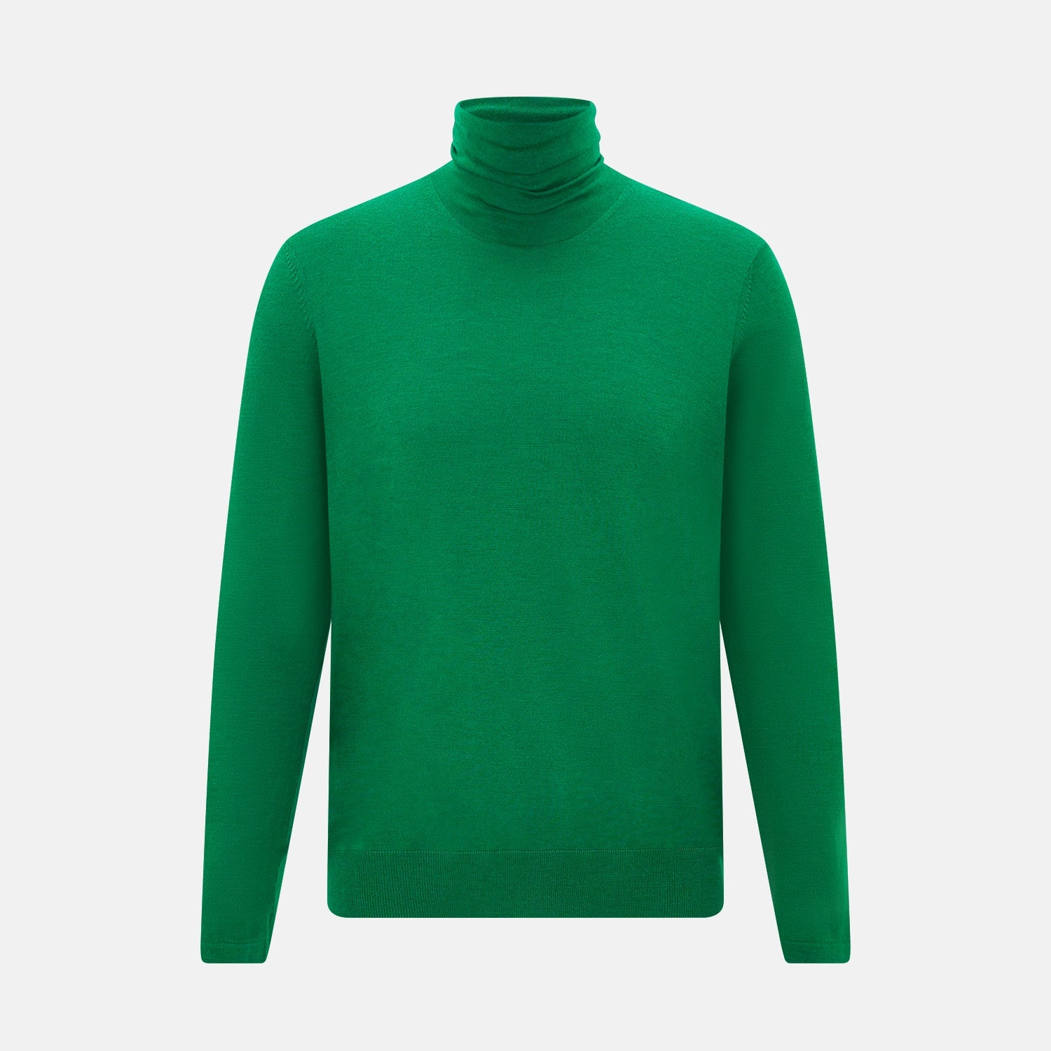 Green Fine Merino High Neck Jumper