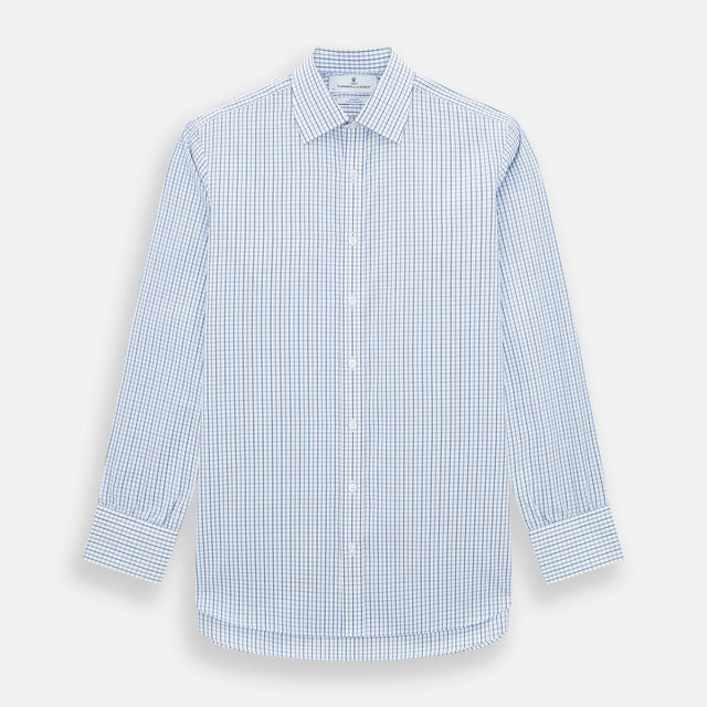 Blue and Navy Tattersall Check Mayfair Shirt
