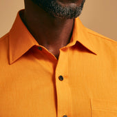Weekend Fit Cotton Wool Shirt With Derby Collar And 1 Button Cuffs