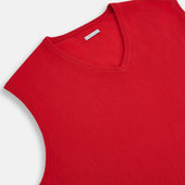 Red Cashmere V Neck Vest