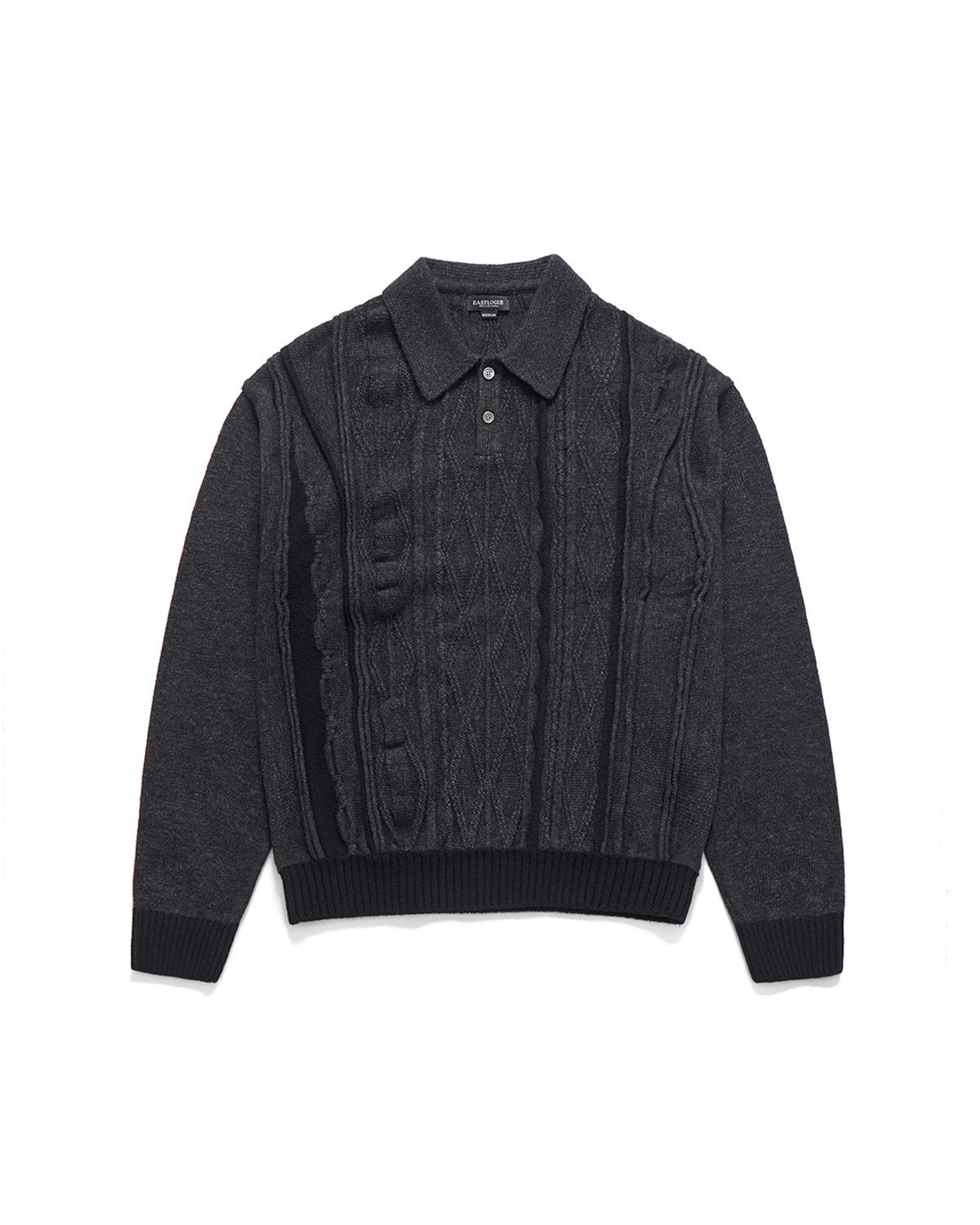 ASYMMETRICAL CABLE KNIT / CHARCOAL