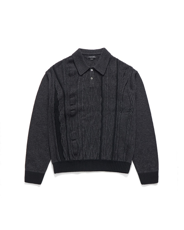 ASYMMETRICAL CABLE KNIT / CHARCOAL